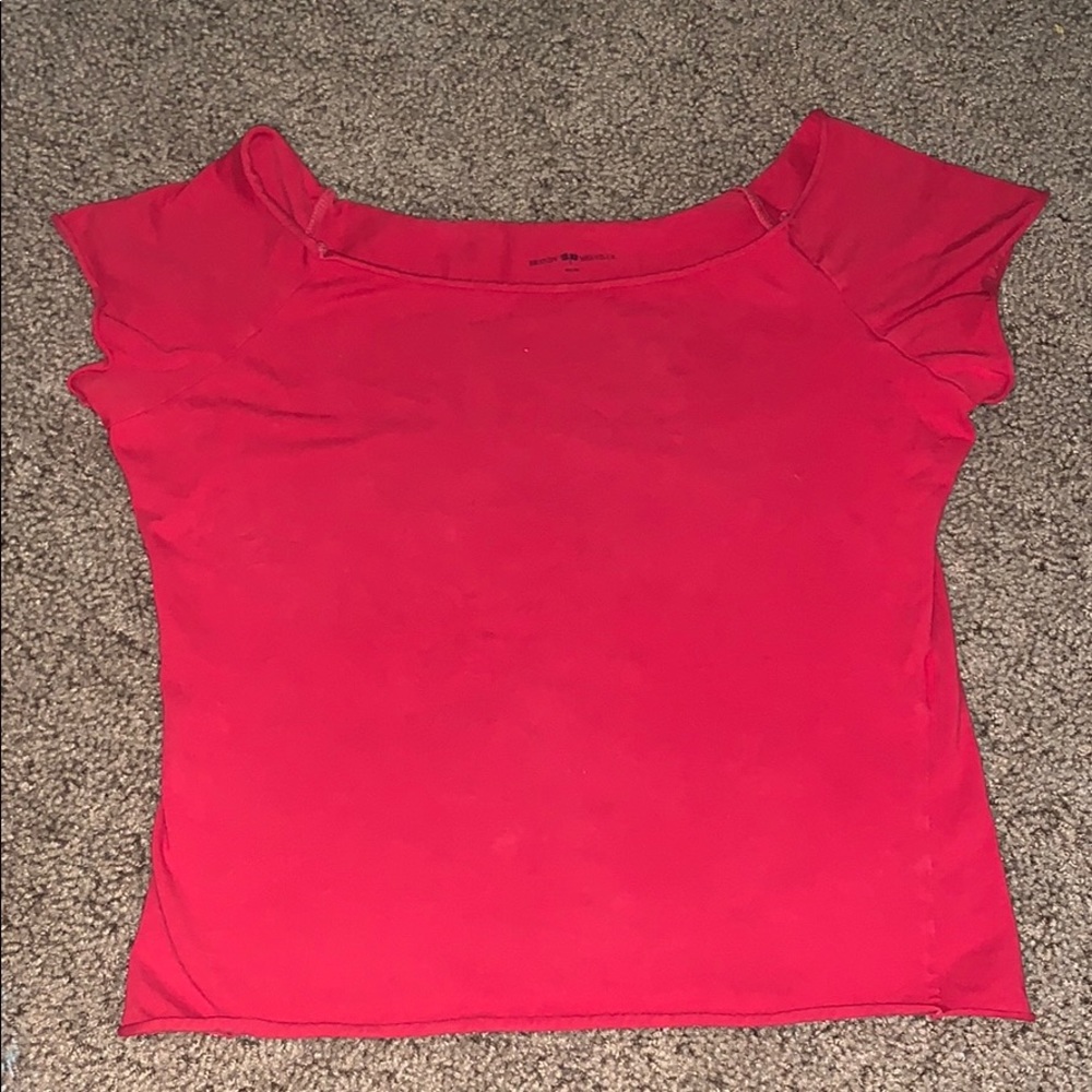Brandy Melville Red Off The Shoulder Shirt